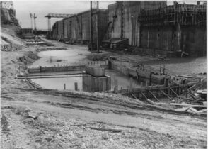 Baustelle der Schleusenanlage - 1950er Jahre